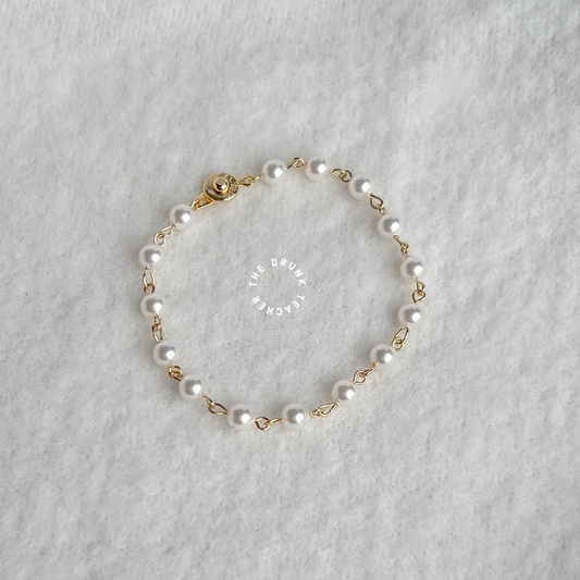 14K GOLD-PLATED PEARL BRACELET 鍍14K金珍珠手鍊
