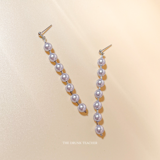 LAVENDER SWAROVSKI CRYSTAL PEARLS EARRINGS 薰衣草色珍珠耳環