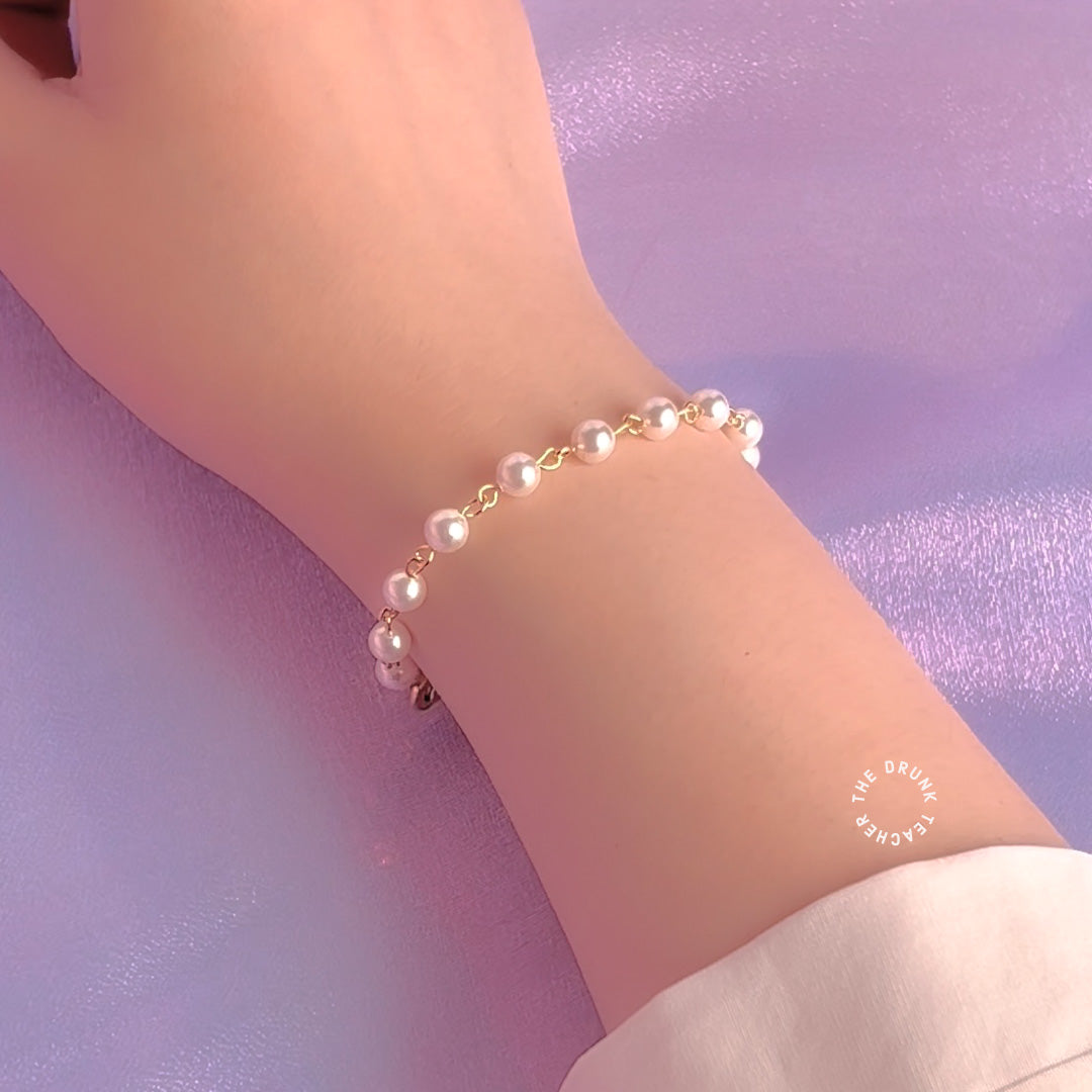14K GOLD-PLATED PEARL BRACELET 鍍14K金珍珠手鍊