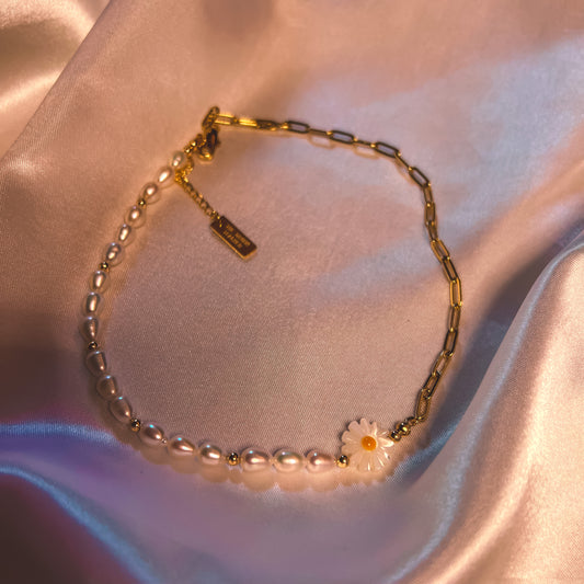 DAISY PEARL NECKLACE 天然貝殼雛菊珍珠頸鍊