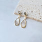 14K GOLD-PLATED EARRINGS WITH MOTHER-OF PEARL PENDANT     淡水珍珠貝殼片吊墜耳環