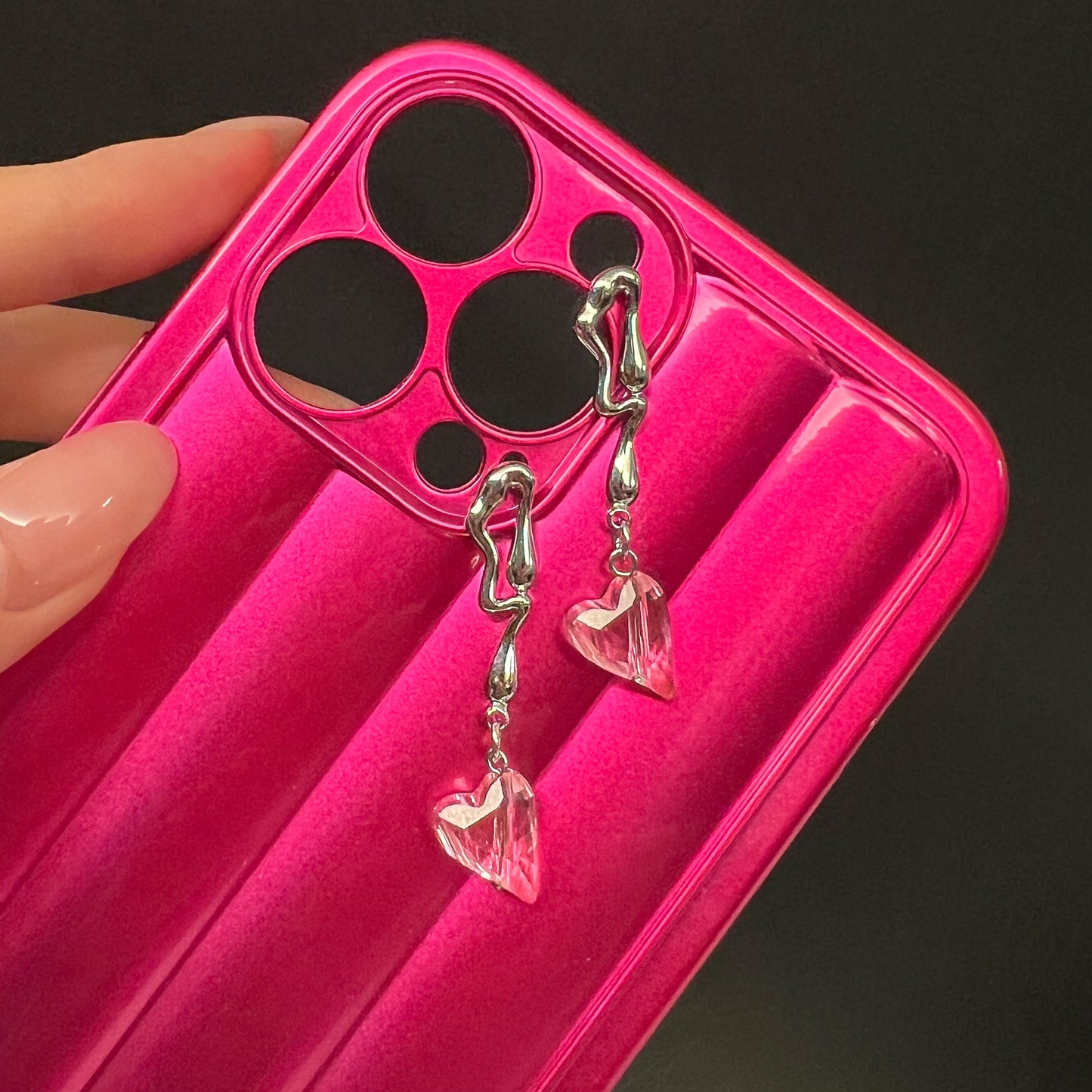 PINKY HEART EARRINGS 粉紅心耳環
