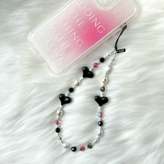 BLACK ROSE PHONE STRAP 黑瑰心心手機繩