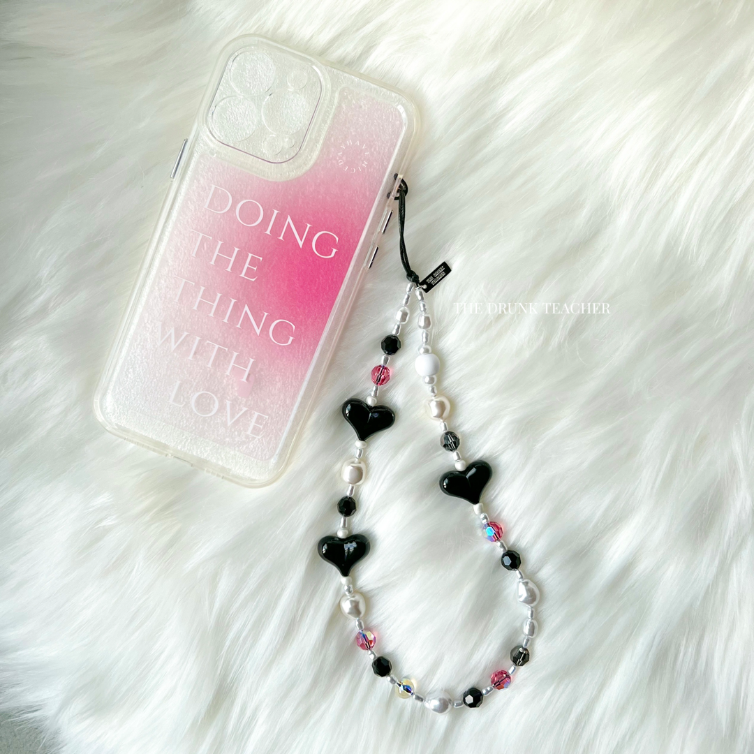 BLACK ROSE PHONE STRAP 黑瑰心心手機繩